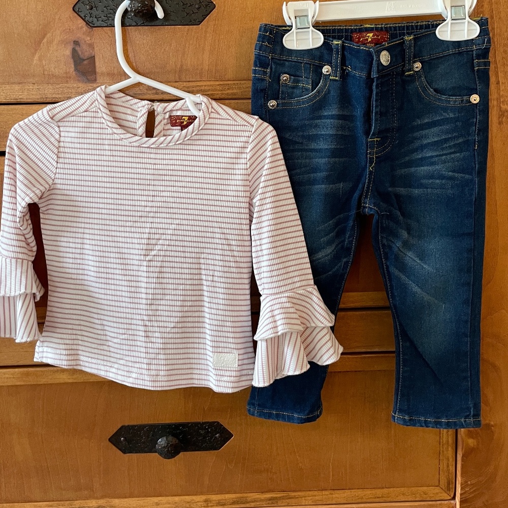 7 for all mankind baby girl outfit set, 18 Months, worn 2x